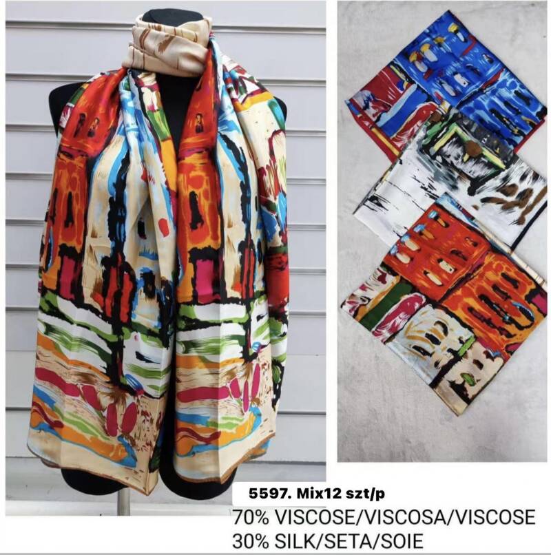 Szaliki damskie Roz Standard, Mix Kolor Paczka 12 szt